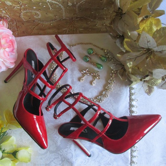 ๐๐ GUESS MACYโS RED PATENT STILLETTO SIZE 7M ๐๐ - Picture 12 of 15